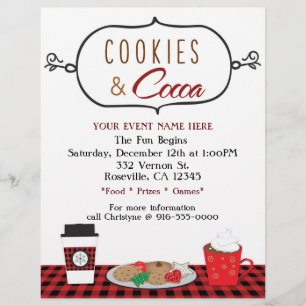 Folleto del evento de fiesta de COOKIES & COCOA de