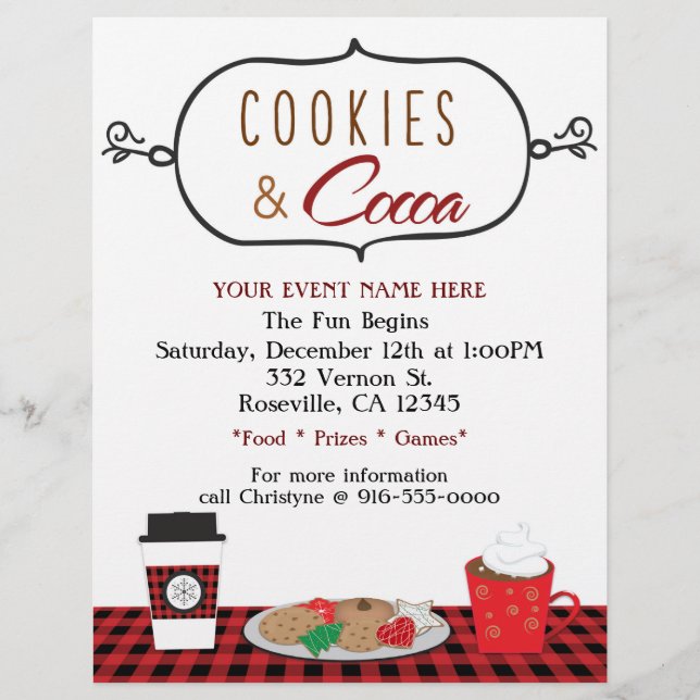 Folleto del evento de fiesta de COOKIES & COCOA de (Frente)