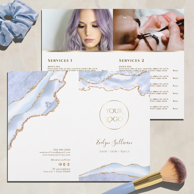 folleto del menú de servicio de agate azul pastel (Subido por el creador)