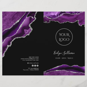 folleto del menú de servicio de agate morado y pla