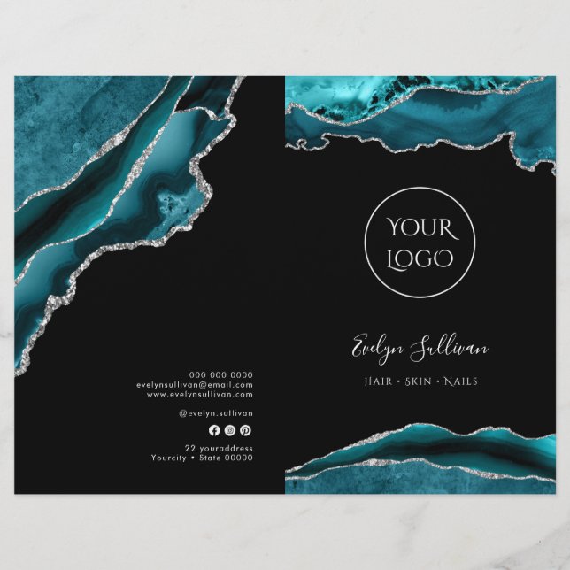 folleto del menú de servicio de agate verde azulad (Anverso)