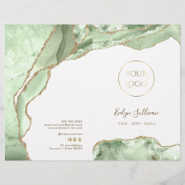 folleto del menú de servicio de jade green agate