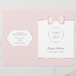 Folleto del menú de servicios de coqueta rosa