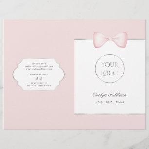 Folleto del menú de servicios de coqueta rosa