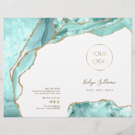 Folleto del menú del servicio de agate Aquamarine