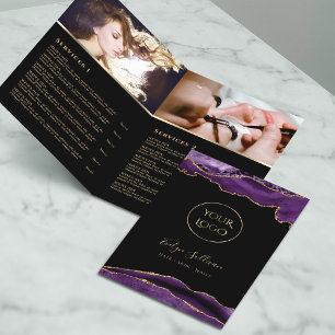 folleto del menú del servicio de agate morado y do