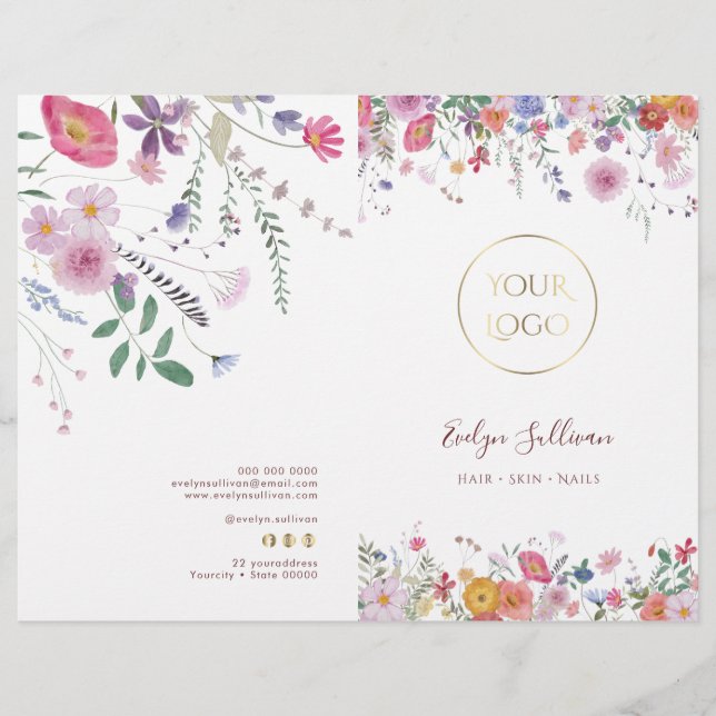 Folleto del menú del servicio de flores silvestres (Anverso)