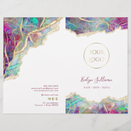 Folleto del menú del servicio opal acuamarino de F