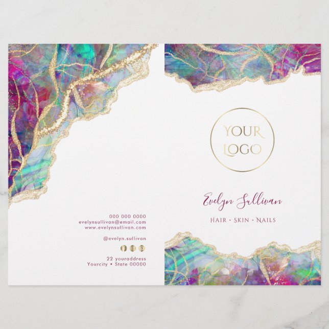 Folleto del menú del servicio opal acuamarino de F (Anverso)