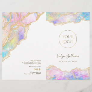 Folleto del menú del servicio opal rosa azul