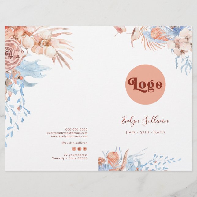 Folleto del menú del servicio tropical azul y de m (Anverso)