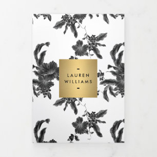 Folleto del patrón floral negro vintage