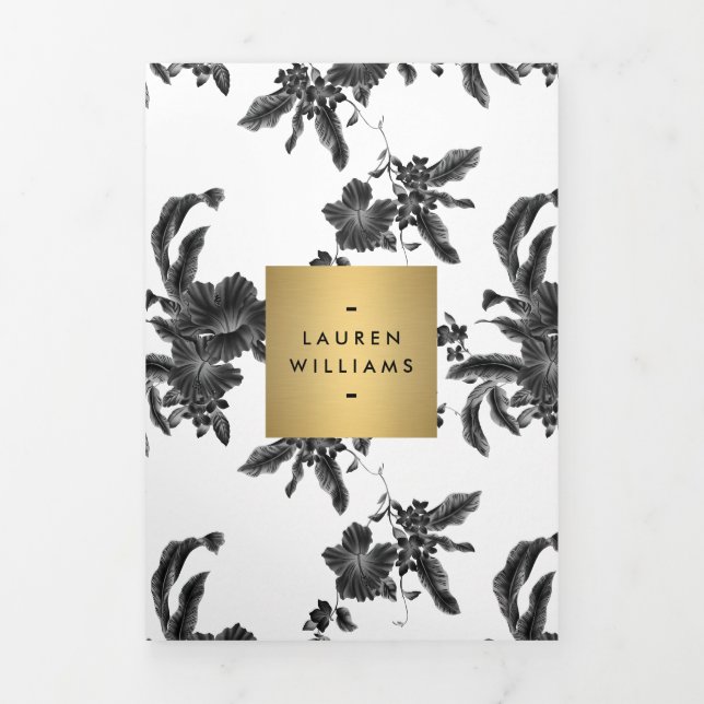 Folleto del patrón floral negro vintage (Foto de portada)