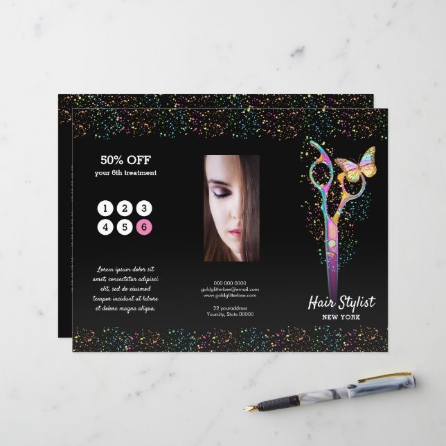 folleto del peluquero purpurina falso (Anverso/Reverso In Situ)