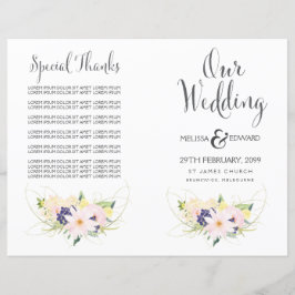 Folleto del programa de matrimonio acuático floral
