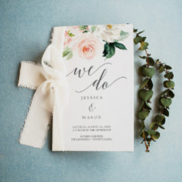 Folleto del programa de matrimonio floral de Rubor