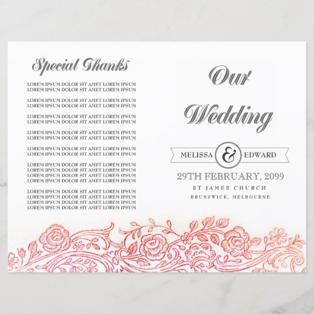 Folleto del programa Vintage Floral Filigree Weddi (Anverso)