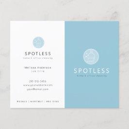 Folleto del servicio de limpieza azul con el logot