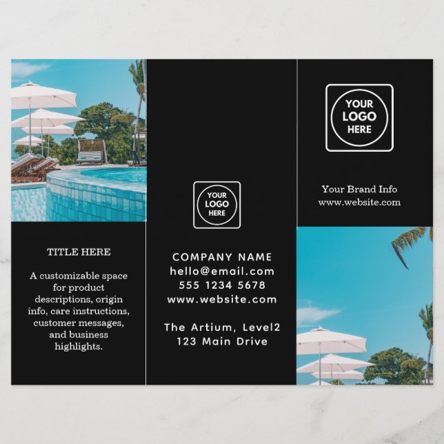 Folleto del triple negro | Personalizado de negoci (Anverso)