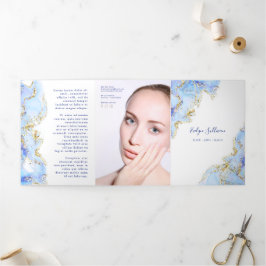 Folleto del tríplio de diseño de mármol azul paste