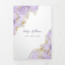 Folleto del tríplio de diseño de mármol morado de