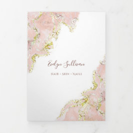 Folleto del tríplio de diseño de mármol rosa