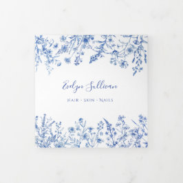 Folleto del tríplio de flores silvestres azules de