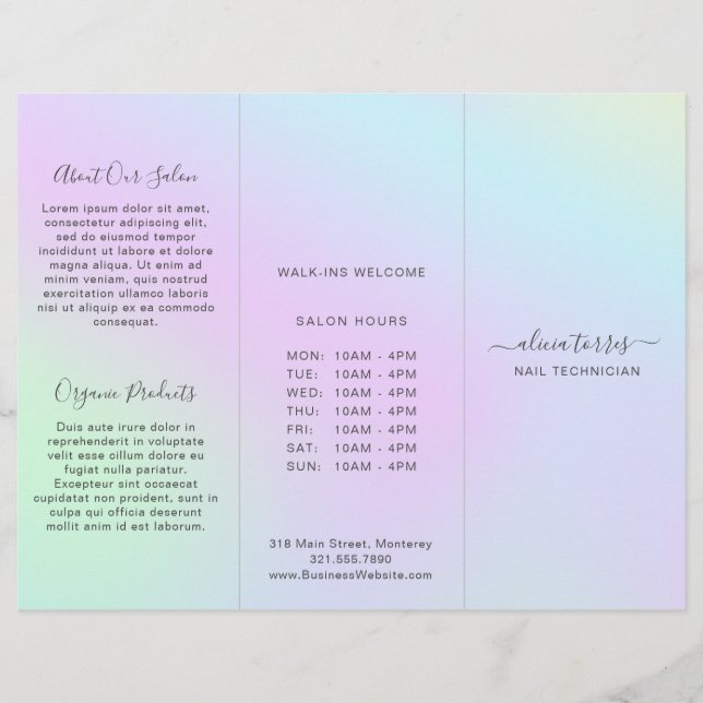 Folleto del tríplio holográfico del salón Pastel c (Anverso)