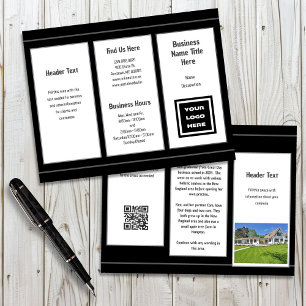 Folleto doblado con el logotipo de negocios en bla