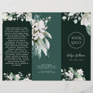 folleto elegante sobre vegetación esmeralda