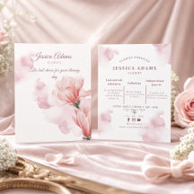 Folleto floral rosa acuarela romántica