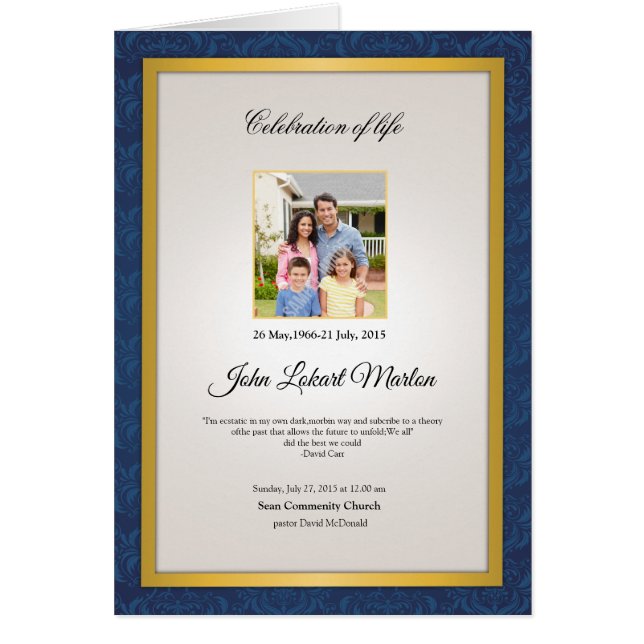 Folleto fúnebre de la plantilla (Frente)