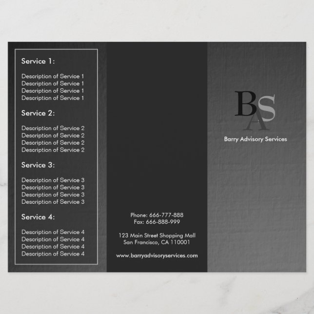 Folleto gris negro elegante moderno profesional (Anverso)