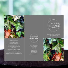 Folleto gris triplante de fotos con logotipo de ne