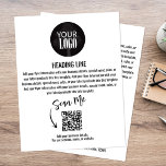 Folleto Minimalista simple con logotipo profesiona<br><div class="desc">Este diseño presenta un folleto de negocios,  puede añadir su logotipo,  así como su código QR de URL,  con un sencillo estilo minimalista,  moderno,  negro y blanco con un elegante estilo,  crear su propia plantilla,  perfecta para cualquier pequeña empresa.</div>