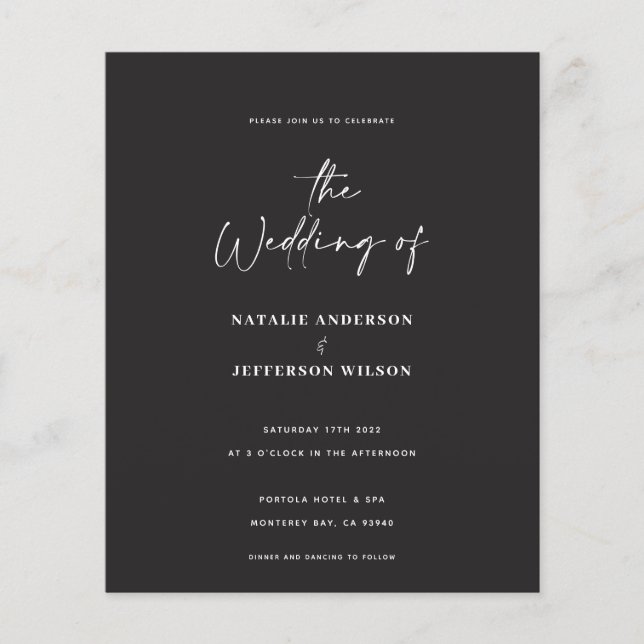 Folleto moderno de invitación a la boda manuscrita (Frente)