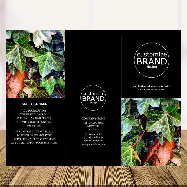 Folleto negro con el logotipo de negocios moderno (business brochure)