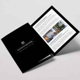 Folleto negro monograma profesional