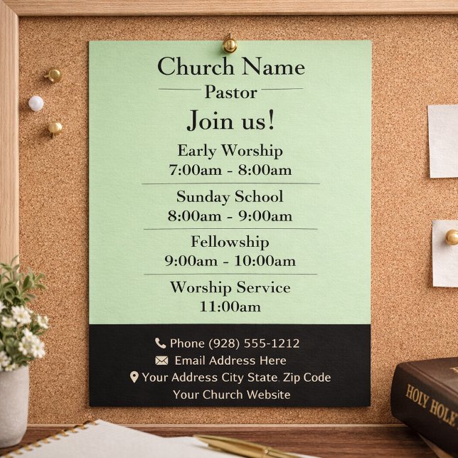 Folleto Simple Green Church, Únete a nuestros serv (Subido por el creador)