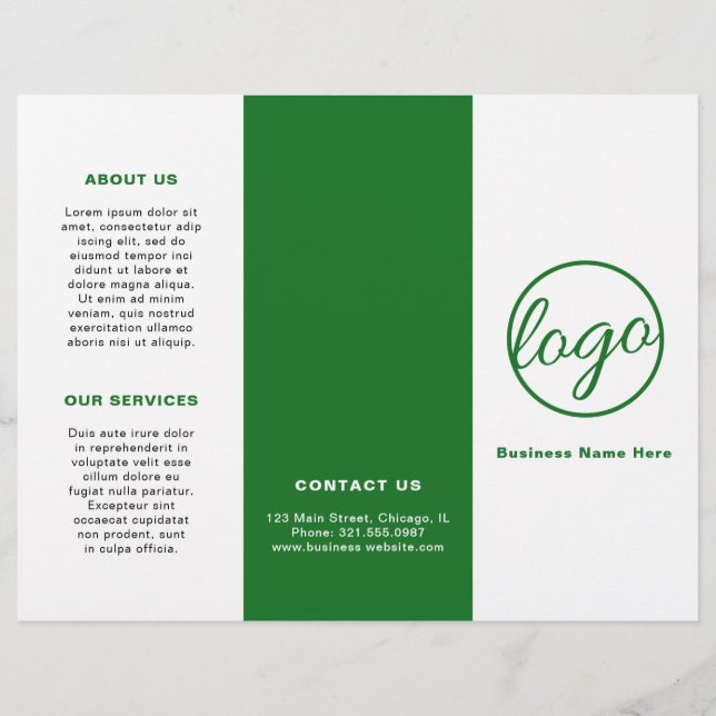 Folleto sobre el triple verde simple con logotipo  (Anverso)