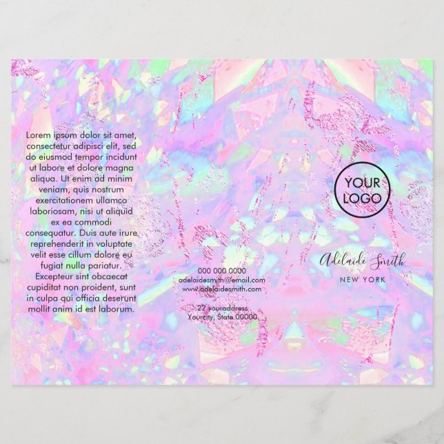folleto sobre minerales de opal rosa morado (Anverso)