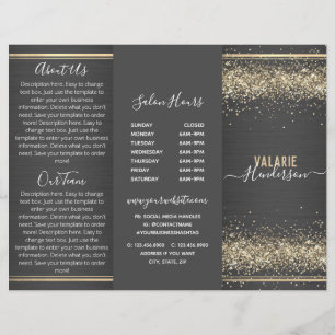 Folleto Trifold de Purpurina Chic y Metal Bruñido