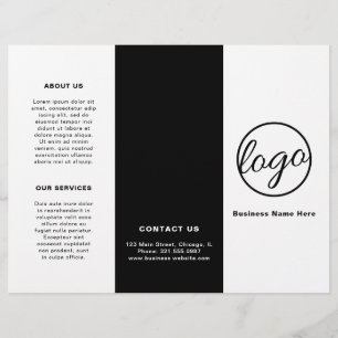 Folleto tripliego simple con logotipo en blanco y 