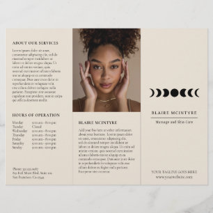 Folleto tríptico elegante fases de luna beige mode