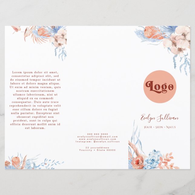 Folleto tropical azul y melocotón (Anverso)