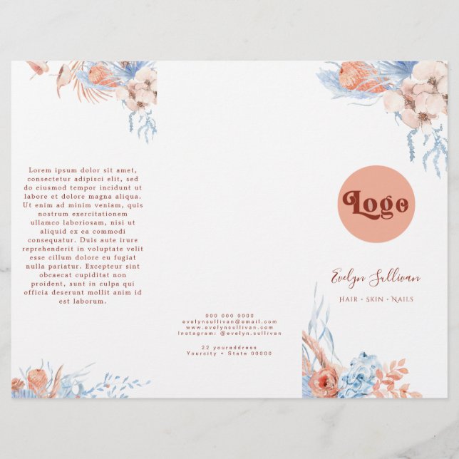 Folleto tropical azul y melocotón (Anverso)