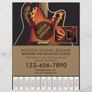 Folletos de clases de guitarra profesional de pers