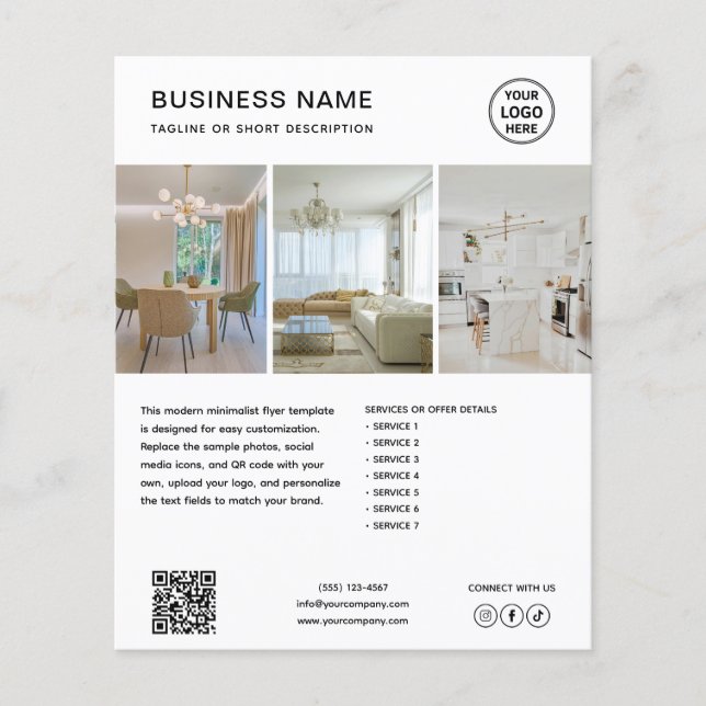 Folletos de negocios de marketing blanco minimalis (Frente)