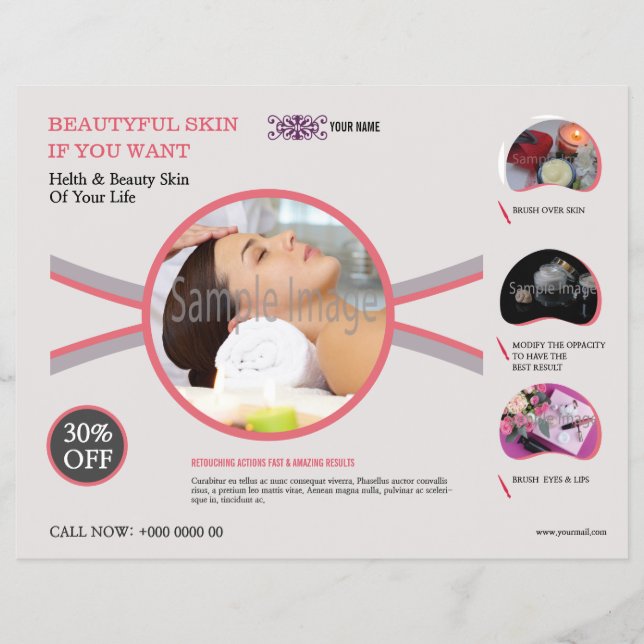 Folletos de salón de spa y belleza (Frente)