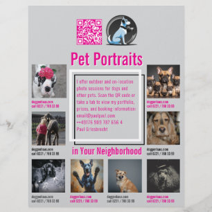 Folletos de sesión de fotografía de mascotas con c